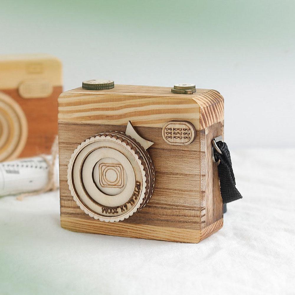 Retro Camera Styling Wooden Music Box Gift Chirstmas gift