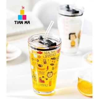 Straw glass ins cute girl thickened heat-resistant scale cup trendy water cup