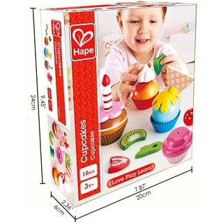 Hape, E3157 Cupcakes , Wooden Toys , Realistic Pretend Play Food Kitchen Toy
