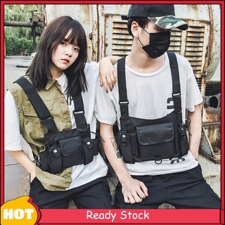 Chest Rig Bag hip hop Black Vest Solid Chest Waist Bag Functional Unisex Nylon Waistcoat Cross Bags