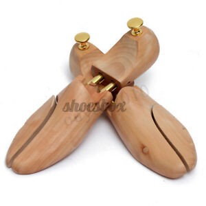 Women Men Adjustable Cedar Wood Shoe Tree Shaper Wooden Stretcher Twin Tube # HOT SALE