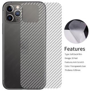 iPhone 12 Mini Pro Max Clear Carbon Fiber Back Film For iPhone 12 11 Pro XS Max X XR 8 7 6 6s Plus SE 2020 3D Sticker Screen Protector