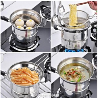 Ready Stock/☸┅MINI999 Set Pot Cooking Noodle Pot Stainless Steel soupPan steamer Fryer Pasta home In