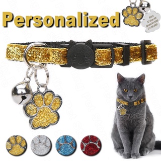 Personalized Cat Collars with Name Tag Customize Collar with Bell for Cats Puppy ID Tag Pet Neck Accessories (1)