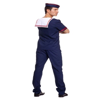 【spot goods】✐✖Plus Size Navy Costume Men Adult Sailor Cosplay Blue Worker Uniform Halloween Costumes
