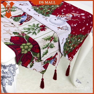 Happy New Year Christmas Deer Embroidered Table Runner New