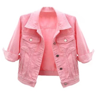 2021Spring and Autumn Colorful Denim Jacket for Women Short All-Match Loose Thin Korean Style Jacket Top