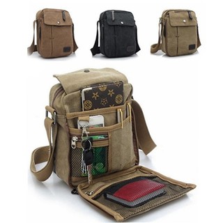 Man's Simple Causal Canvas Rucksack Multifunctional Outdoors Shoulder Sling Bag