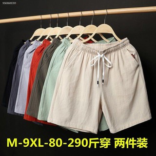 Men s shorts summer cotton and linen 5-point pants five-point pants trend loose casual plus fat plus