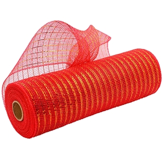 30 feet (10 yard) Poly Mesh Ribbon with Metallic Foil Each Roll for Wreaths Swags Bows Wrapping and Decorating (5)