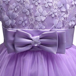 Baby Girl Kids Princess Bow Bridal Lace Tutu Party Dresses (9)