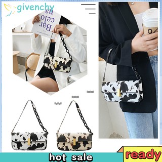Cow Print PU Women Small Handbag Totes Acrylic Chain Underarm Shoulder Bags Best