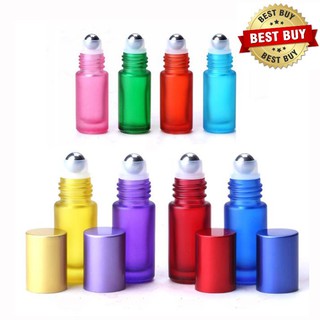 Rainbow Colorful Thick Frosted Roller Bottle Roll On Metal Roller Aluminum Cap 5ML 10ML