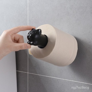 Toilet Paper Holder Cat Kitchen Roll Holder Adhesive Wall Towel Rack Creative Bathroom Tissue Hanger