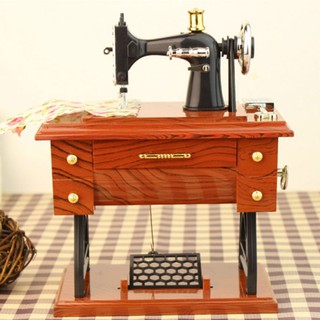【Musical Box&Ready Stock】Retro Sewing Machine Musical Box Treadle Vintage Clockwork Mother's Day Gift (1)