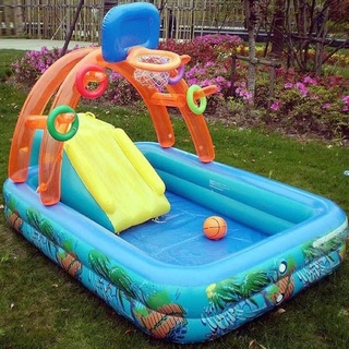 Multifunction Inflatable Splash Paddling Pool Swimming Spray Game Pool With Slide Summer Outdoor Bas (1)