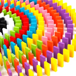 120Pcs Rainbow Wooden Domino Blocks