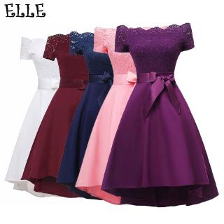 Women Formal Mini Lace Chiffon Dress Prom Evening Party Cocktail Bridesmaid Gown ph