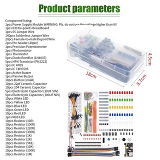 830 Breadboard Set Tie-points Breadboard Set Electronic UNO R3 Element Pack Starter Kits for Arduino (2)