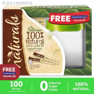 ❅Naturals Stevia Zero Calorie Sweetener 100 Sticks With Free Luminarc Vacuum Jar (1)