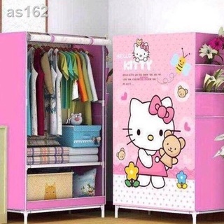℗✌◑New Hello Kitty 3D Clothes Storage Quality Multifunctional Simple Wardrobe Fashion Cabinet