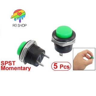 5 x Momentary SPST NO Green Round Cap Push Button Switch AC 250V/3A