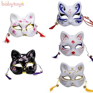Mask Fox Hand-Painted Half Face Cosplay Masquerade Party Japanese Half Kitsune Halloween Cosplay Party Ball