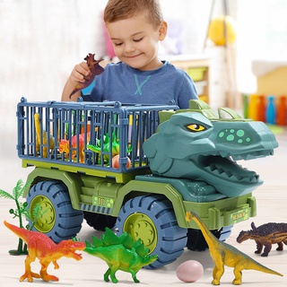 Triceratops Tyrannosaurus Dinosaur Engineering Vehicle Excavator Vehicle Model Car Inertial Pull Back Truck for Kids Christmas Gift Set (1)