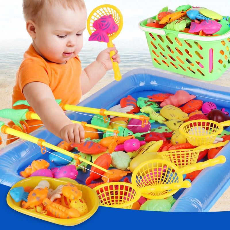 13-20PCS Children's Magnetic Fishing Toy Plastic Baby Bath With Fishing Rod Toys