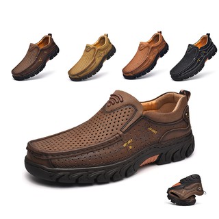 Men's Cool Leather Hiking Outdoor Shoes Waterproof Non-slip Fashion Boots Climbing shoes Large Size 38-48 sports shoes