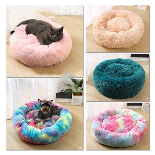 Pet Dog Cat Calming Bed Warm Soft Plush Round Cozy Nest Comfortable Large Sleeping Mat Washable Fluffy