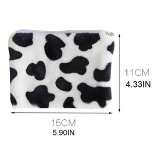 10MS Women Girls Cute Milk Cow Print Mini Coin Purse Money Change Plush Storage Bag Zipper Wallet (7)