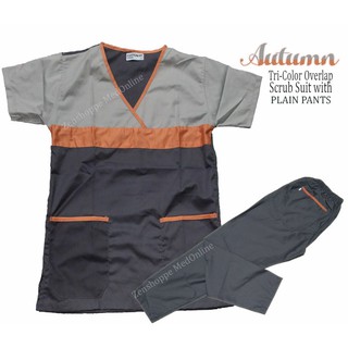Tri-Color Overlap Scrub Suit with Plain Pants (Autumn) [LCR]