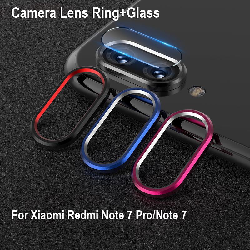 For Xiaomi RedMi Note 7 Rear Lens Protection Ring Case+Camera Lens Tempered Glass Screen Protector