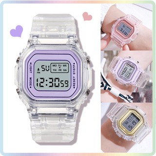 Transparent Fashion Square Dial Waterproof Digital Watch Multifunctional Unisex Watches Relo for Men Women