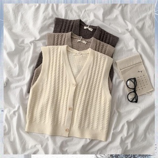 【Available】[Real Photo] Xiaoran 2021 New Women's Korean V-neck Cardigan Wear Knitted Vest