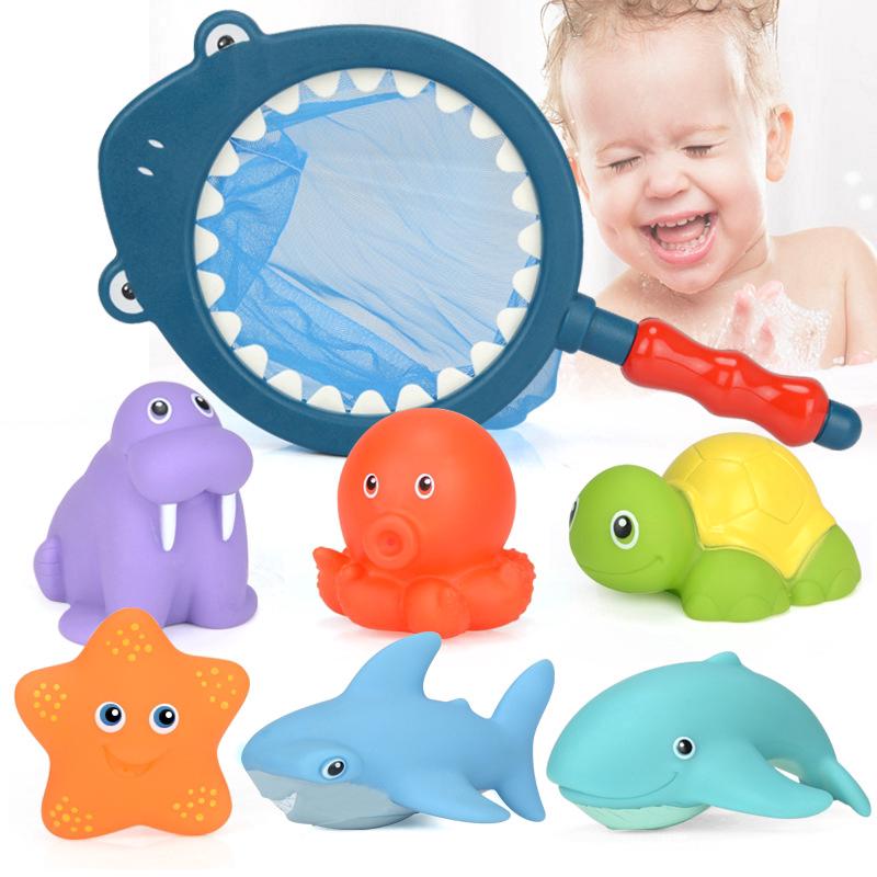 7Pcs Press Squeaking Sound Animals Baby Bath Floating Toys (2)