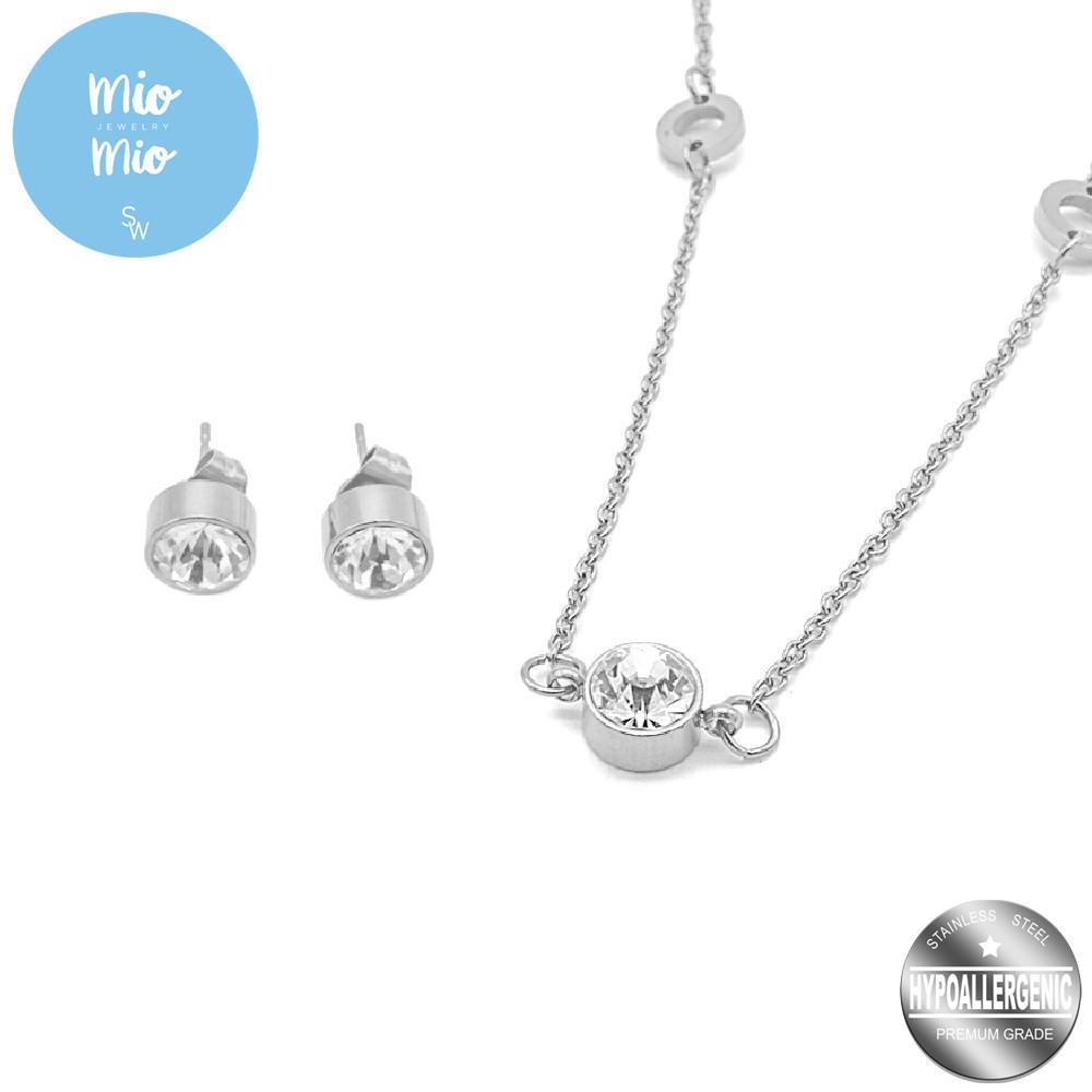 Mio Mio by Silverworks Round Design Necklace& Earrings - Fashion Accessory for Women X4084