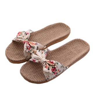 ┅Suihyung Women Flax Slippers Summer Casual Slides Beach Shoes Ladies Indoor Linen Slippers Bohemia