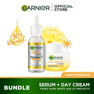 Garnier Super Glow DAY Duo: Bright Complete Vitamin C Serum and Day Cream SPF36 Skincare Set