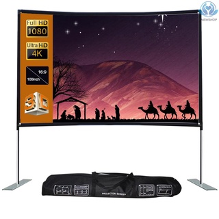 【enew】16:9 Projector Screen Stable Base Pipe Connection Home Theater Portable Outdoor Movie (100inch)