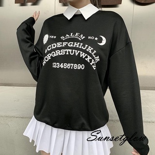 ✬KF✿Women’s Letter Print Sweatshirts, Long Sleeve Oversized Pullovers with Detachable Collar