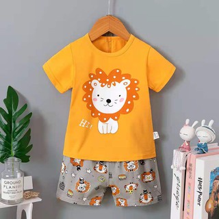 Baby & Kids LION Korean Fashion Terno T Shirt+Shorts For Boys Wear Set (1)