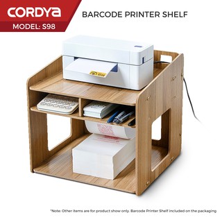Cordya Office Thermal Paper Barcode Printer Shelf Desktop Express Single Storage Rack (Walnut)