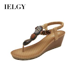 IELGY [Size35-42] Plus Size Beach Women's Shoes Fashion Beaded Comfortable Wedge Sandals