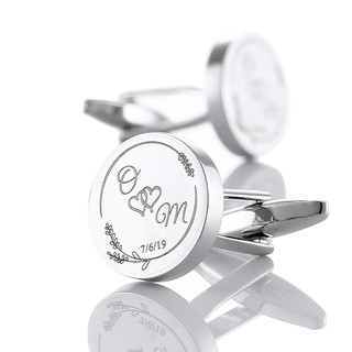 Personalized Mens Shirt Cufflinks Customized Groom Name Cuff links Buttons Wedding Gifts Sliver Round Suit Cufflink Men Jewelry