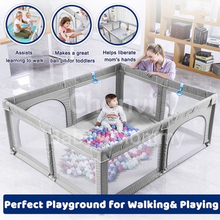 Chanvi Baby Playpen Toddlers Indoor Kids Children Activity Center Safety Fence Breathable Mesh Crib (7)