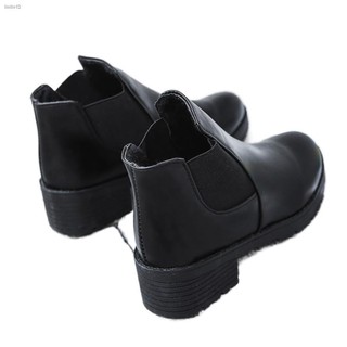 [wholesale]❍◕Korea Women Black High-heel Leather Shoes Ankle Short Boots