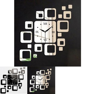 3D Acrylic Wall Clock Squares Quartz Stickers Modern DIY (4)