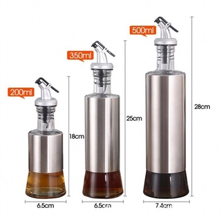 Stainless Steel Elbow Pressing Glass Oiler/Oil Bottle Vinegar Pot Kitchen Oil Bottle Pot Leak-Proof Soy Sauce Vinegar Seasoning Bottle Foreign Trade
